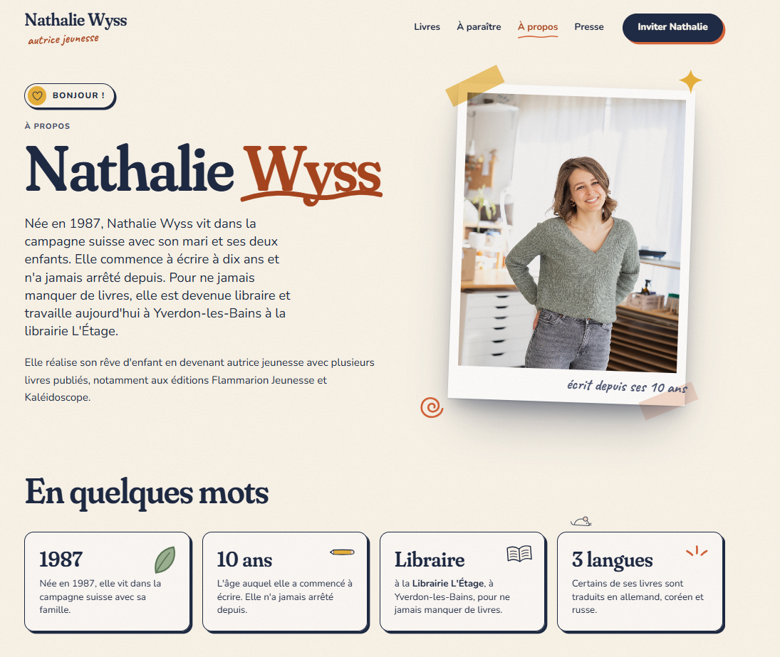 Nathalie Wyss · Autrice jeunesse — vue 3